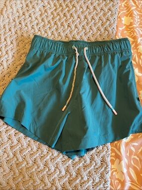 Women’s Teal Elastic-Waist Athletic Shorts with Drawstring